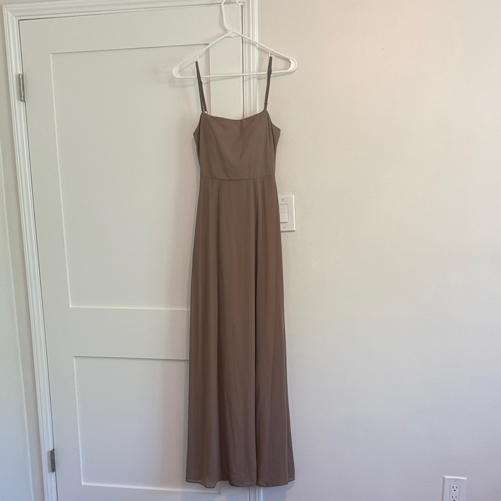 Show Me Your MuMu Taupe Maxi Dress